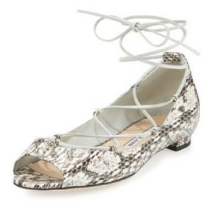 Manolo Blahnik Aneska Snakeskin Flats